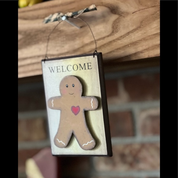 Rare Vintage Solid Wood Welcome Gingerbread Man - Picture 3 of 7